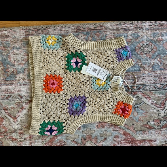 Handmade crochet multicolor knit tank top - Picture 3 of 4